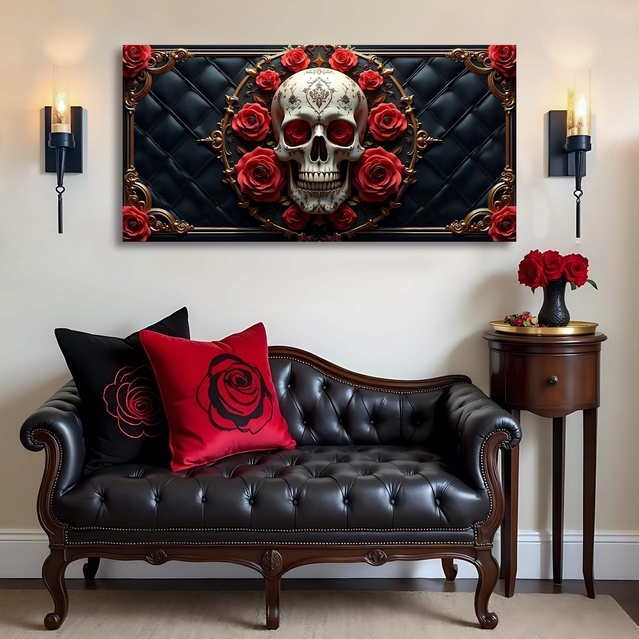 3D Rose and Skull Wall Art VII - Tailored Canvases - Flyclothing LLC