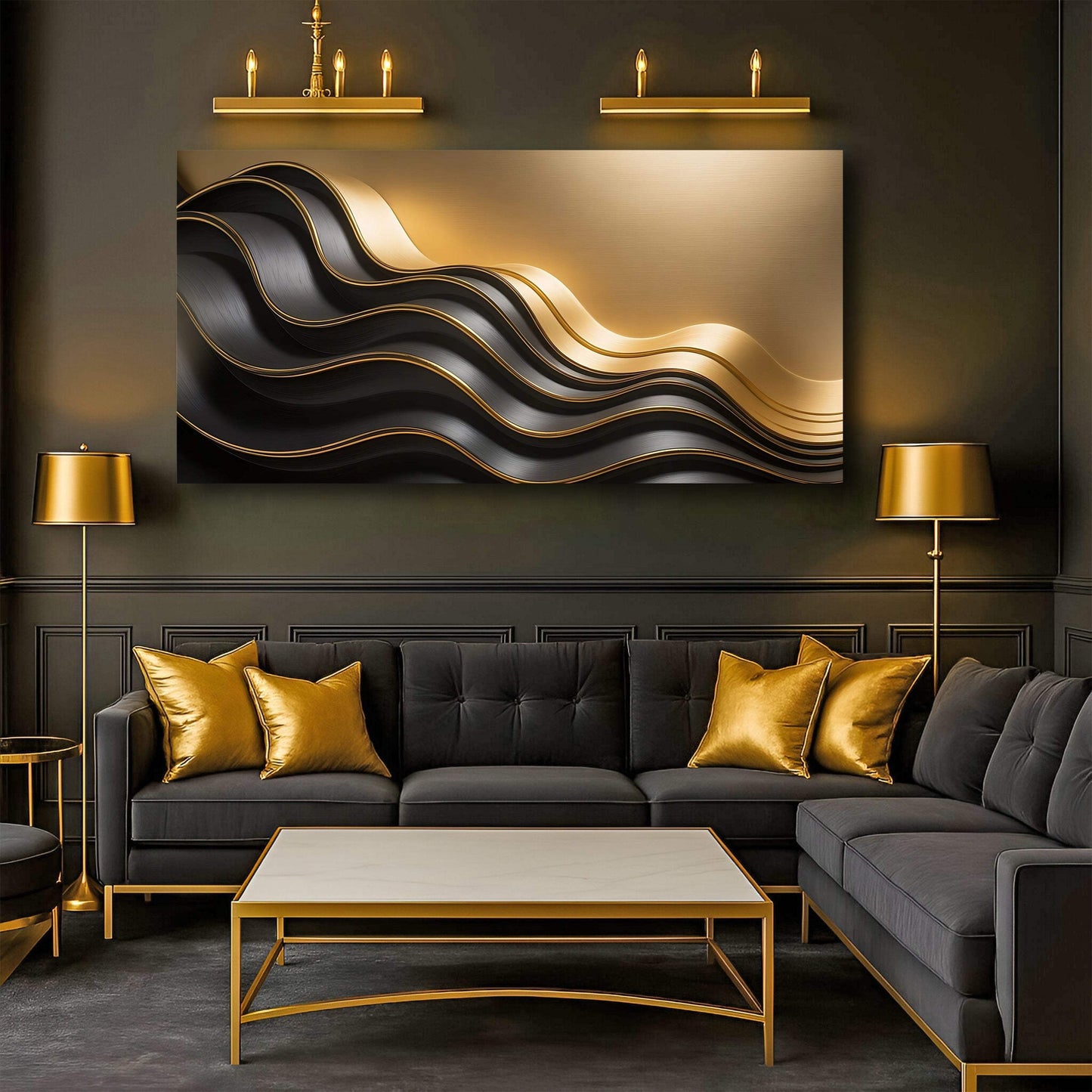 Black and Gold Minimalist Abstract Wall Art IV - Tailored Canvases - Flyclothing LLC