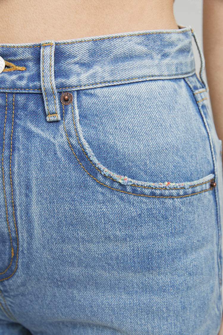 Moon Curve Raw Hem Crop Jeans HJ129 - Hey Joanie - Flyclothing LLC