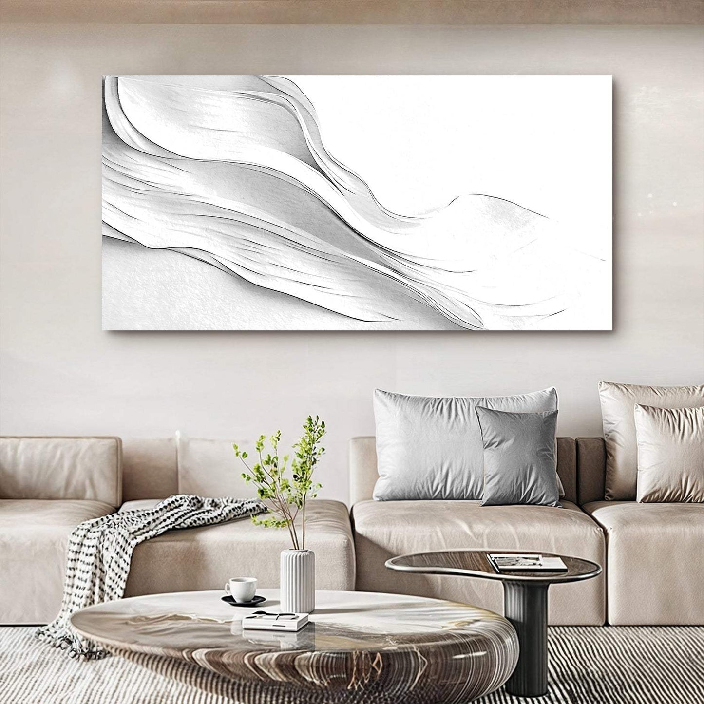 White Minimalist Wall Art - Tailored Canvases - Flyclothing LLC