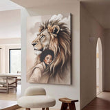 Lion And Girl Faith Wall Art - Tailored Canvases - Flyclothing LLC