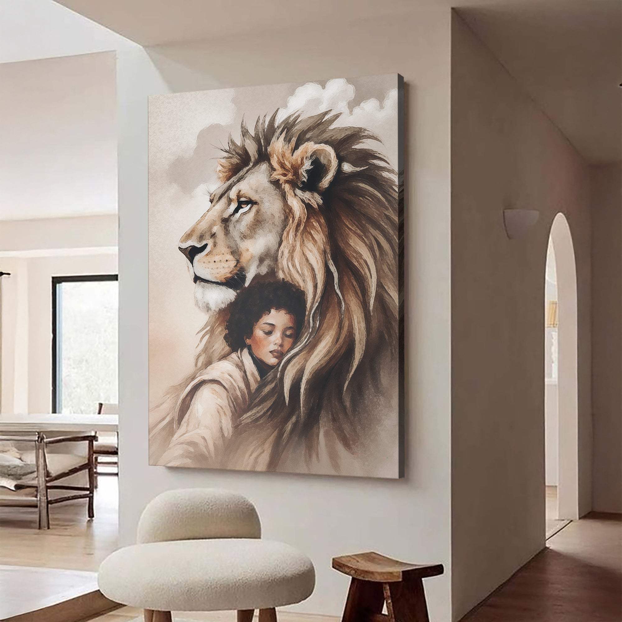Lion And Girl Faith Wall Art - Tailored Canvases - Flyclothing LLC