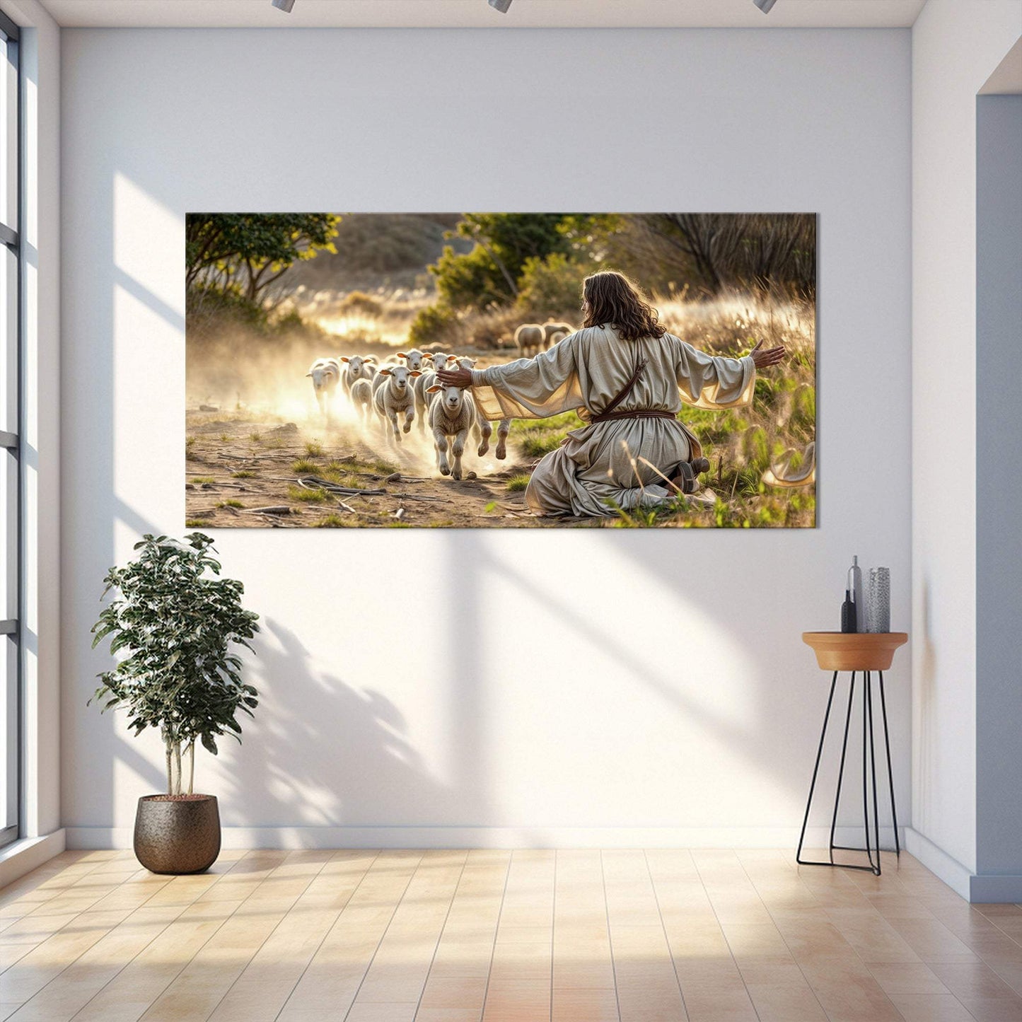 Jesus Protects The Lamb From Wolves Faith Wall Art VIII - Tailored Canvases - Flyclothing LLC