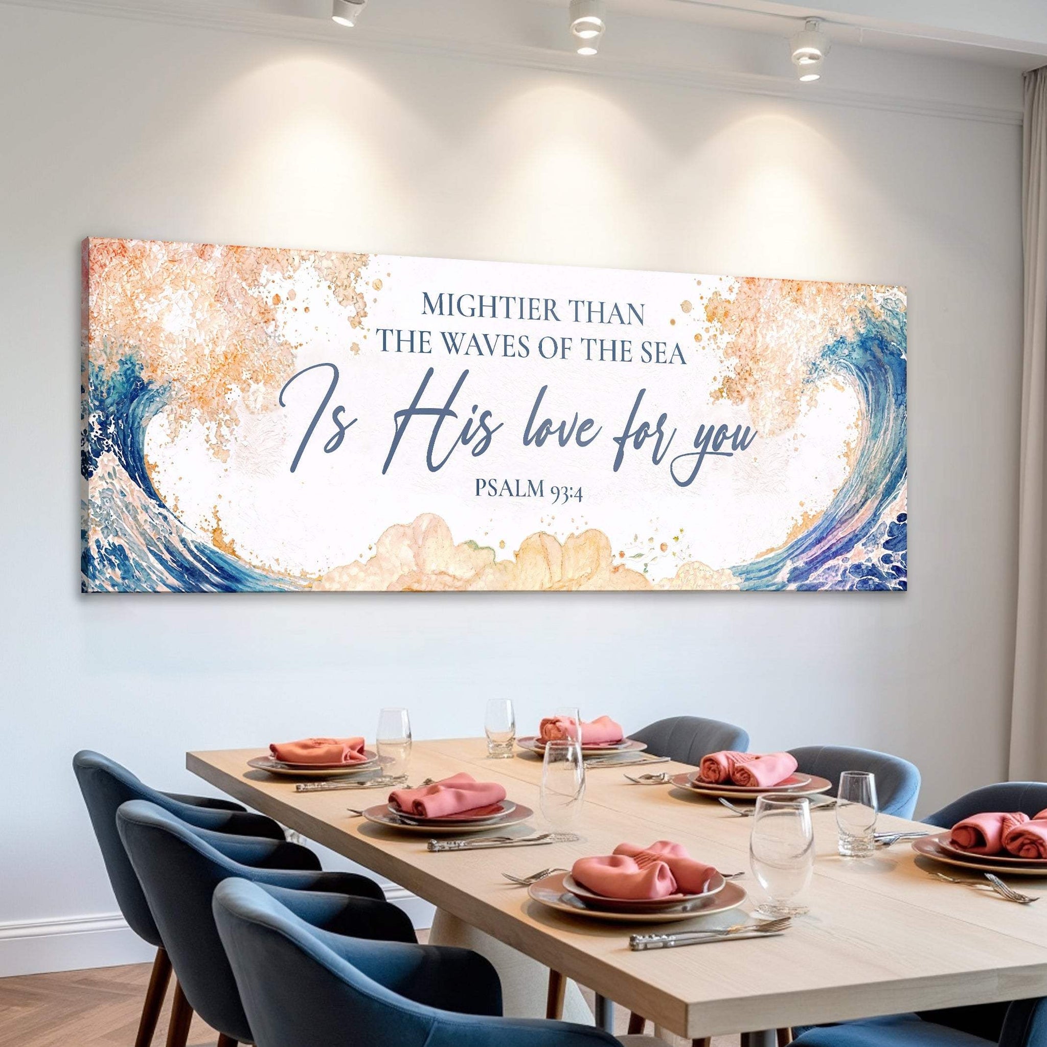 Mightier Than the Waves of the Sea Psalm 93:4 Faith Sign IV - Tailored Canvases - Flyclothing LLC