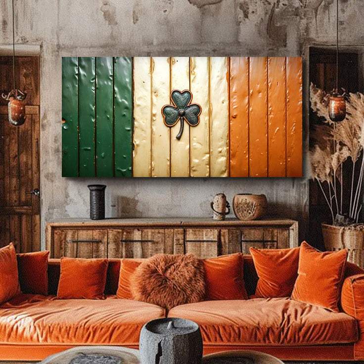 Irish Shamrock Glory Wooden Flag Wall Art II - Tailored Canvases - Flyclothing LLC