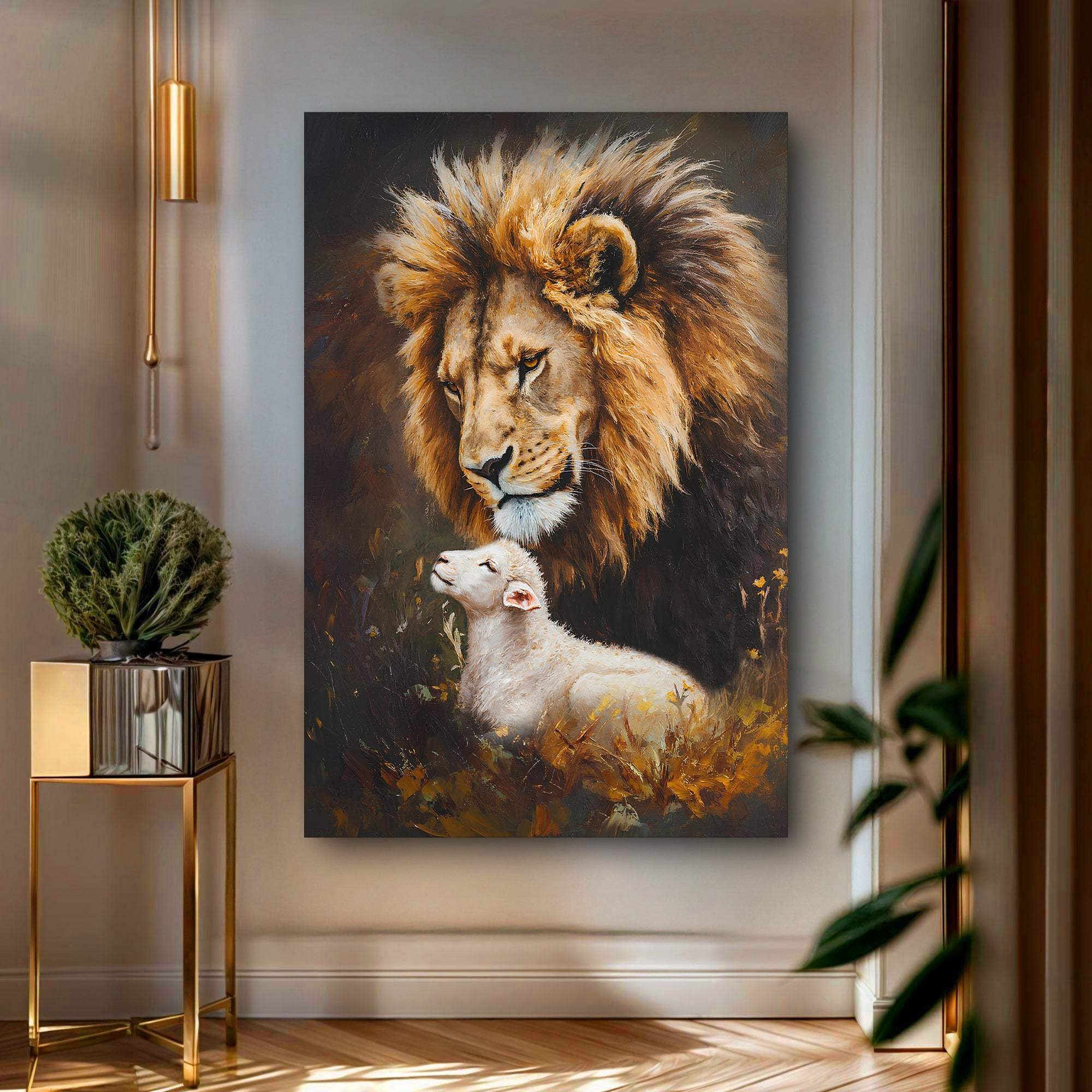 Lion And Sheep Faith Wall Art - Tailored Canvases - Flyclothing LLC