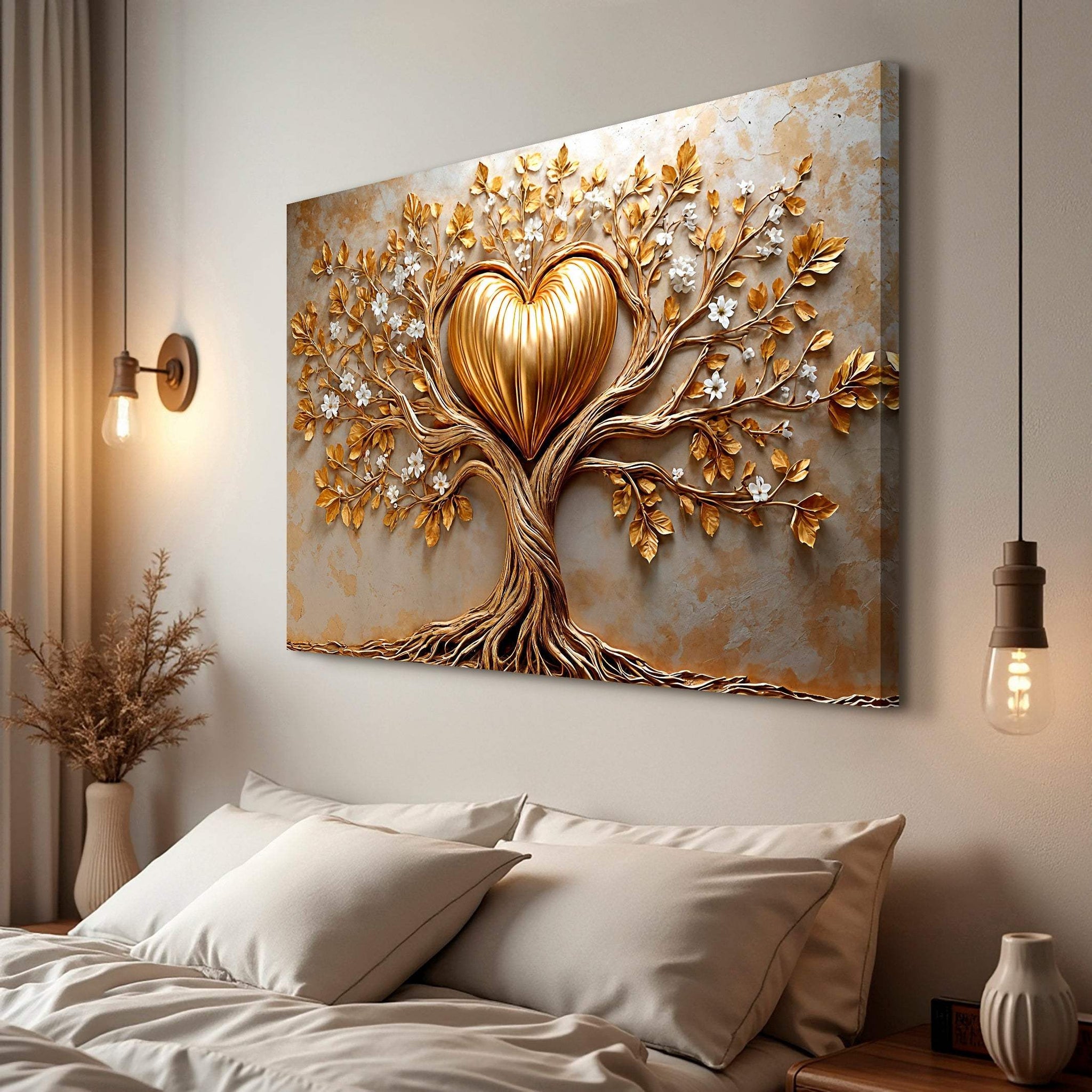 Golden Tree Heart Wall Art - Tailored Canvases - Flyclothing LLC