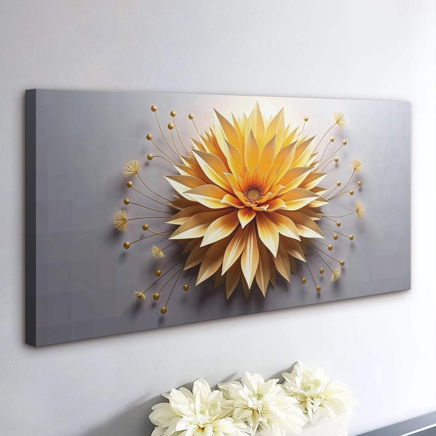 Golden Dandelion Minimalist Abstract Wall Art - Tailored Canvases - Flyclothing LLC
