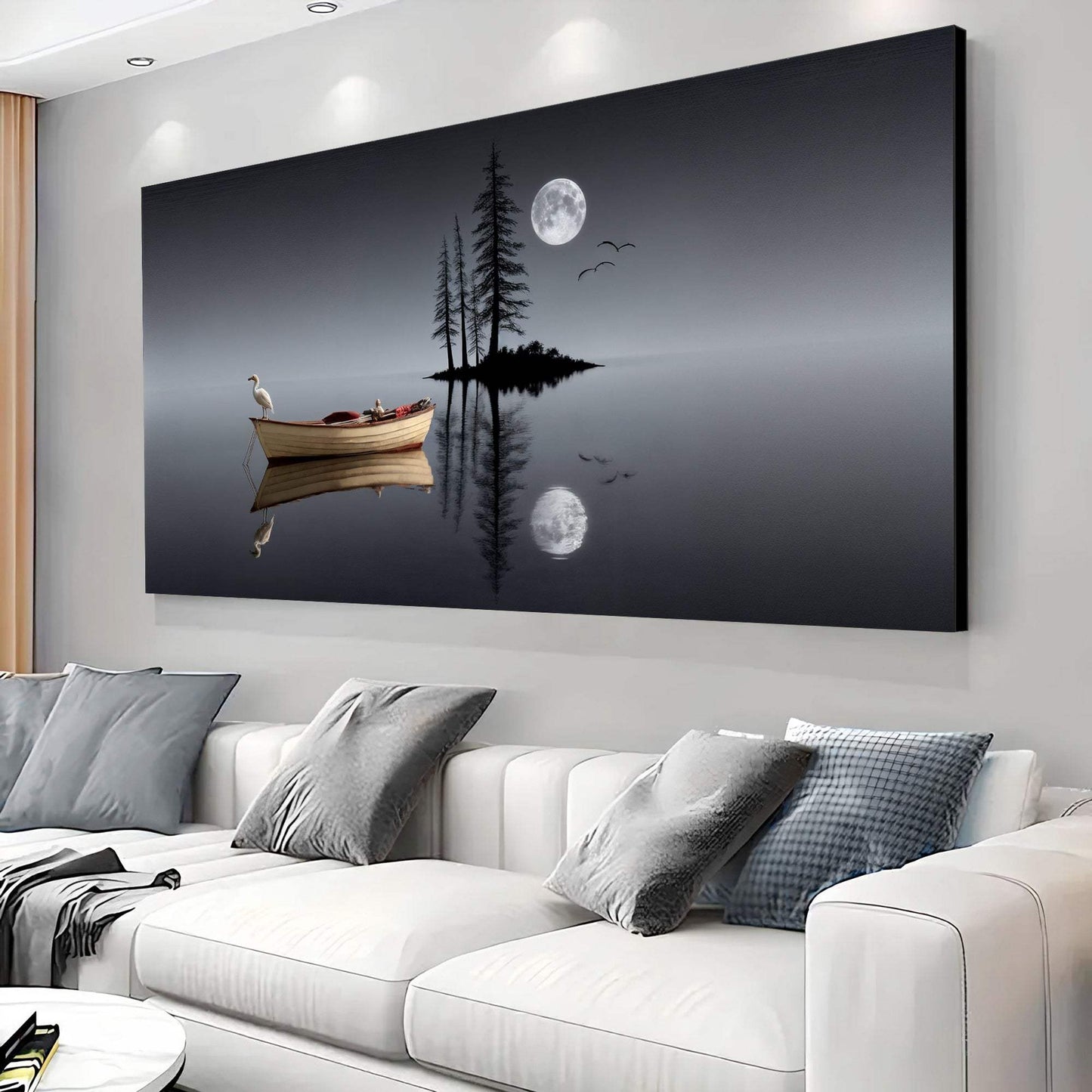 Modern Minimalist Night Lake Wall Art - Tailored Canvases - Flyclothing LLC