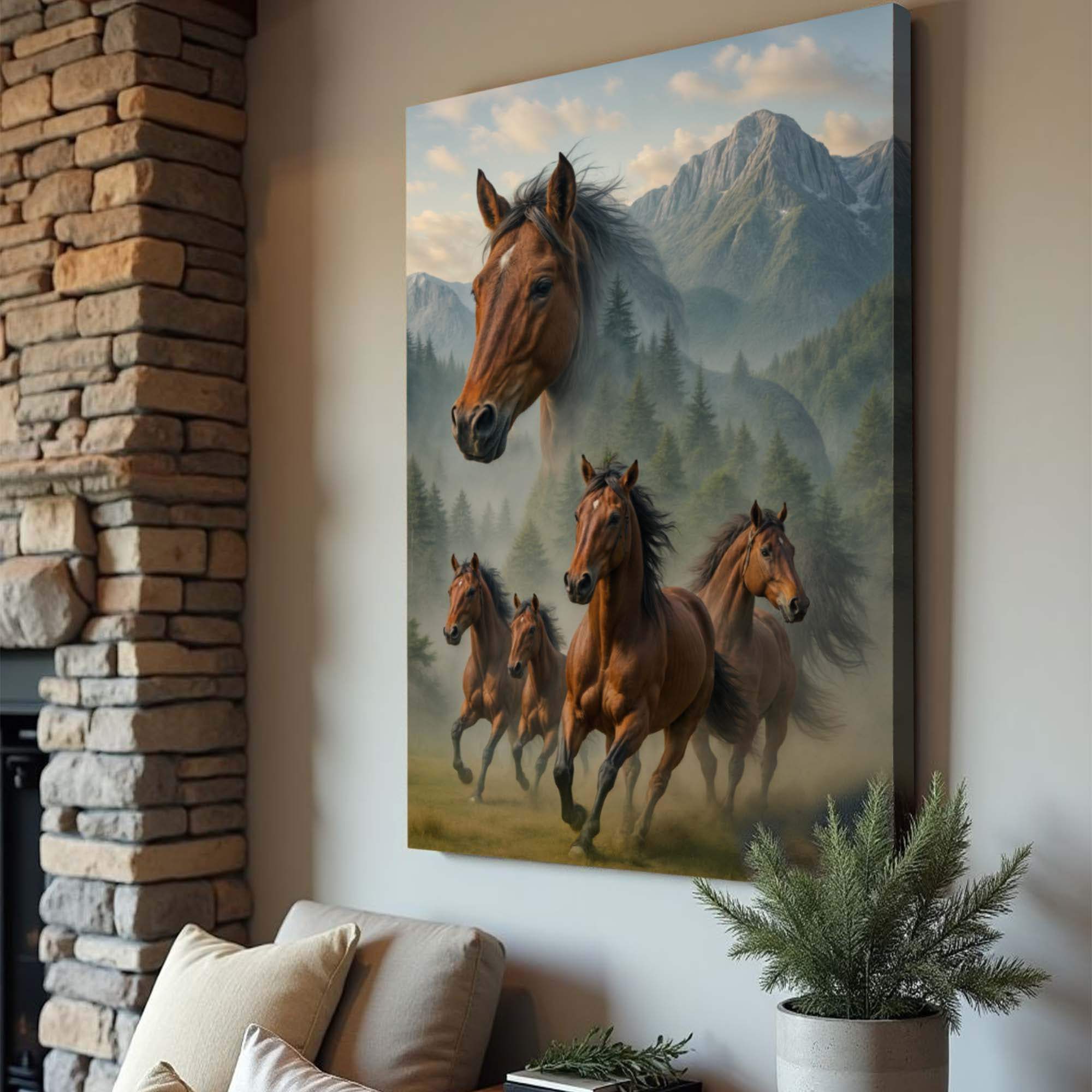 Galloping Horse Double Exposure Wall Art - Tailored Canvases - Flyclothing LLC