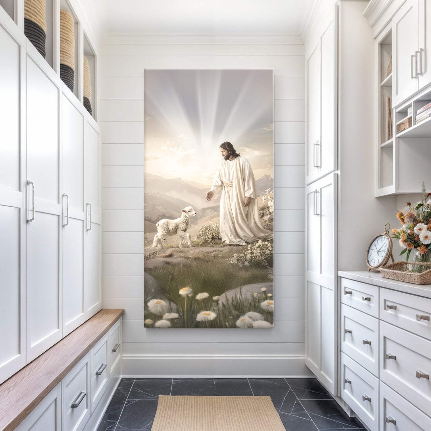 Jesus Protects The Lamb From Wolves Faith Wall Art XII - Tailored Canvases - Flyclothing LLC
