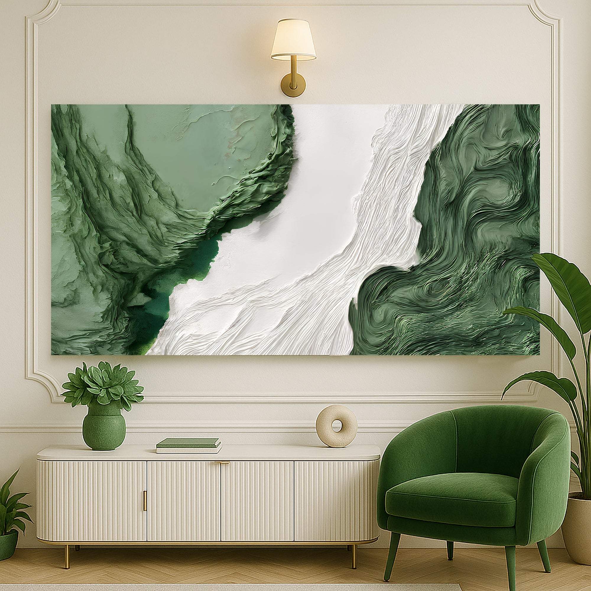 Green Rivers Abstract Wall Art V - Tailored Canvases - Flyclothing LLC