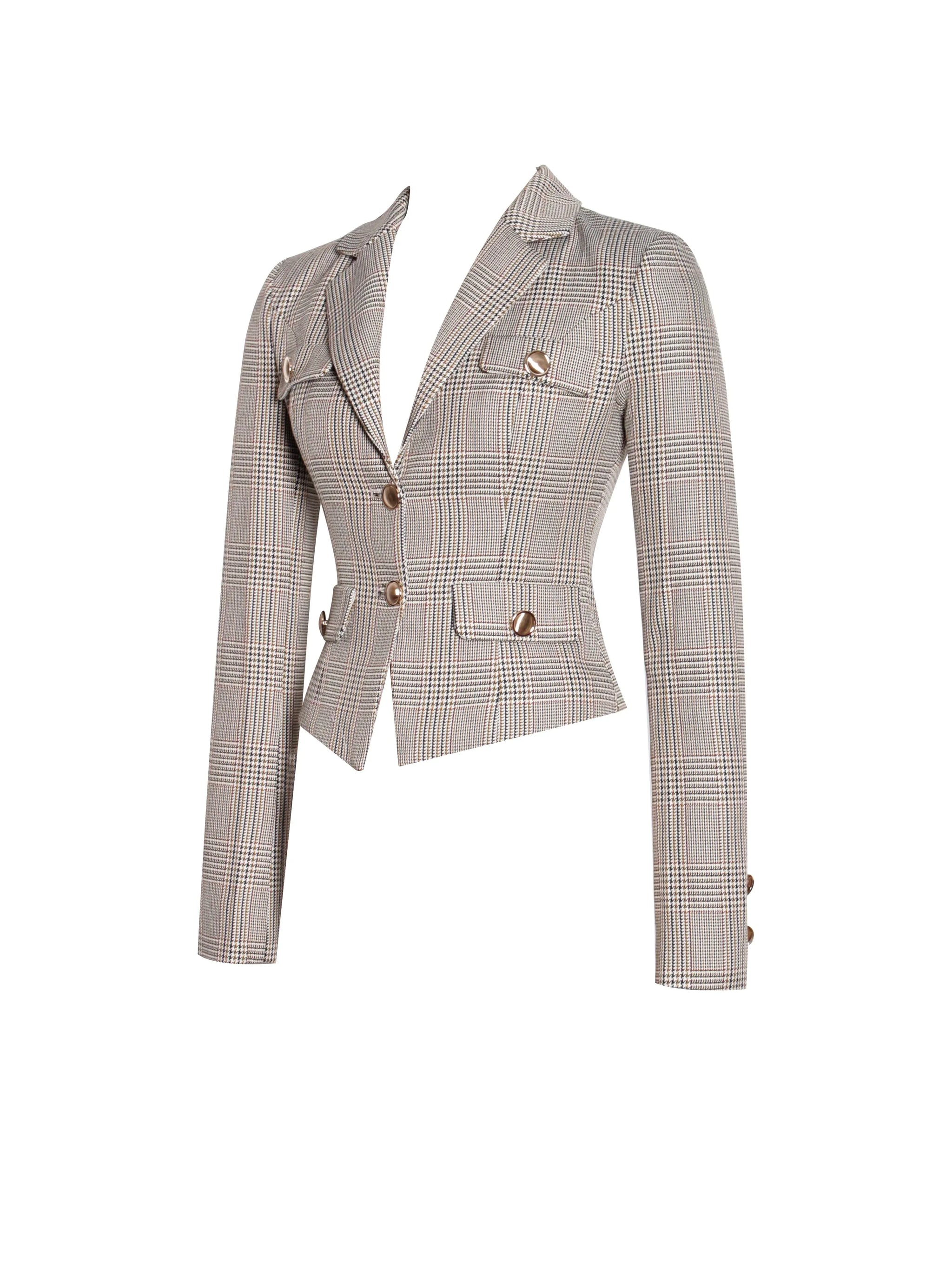 Oakley Brown Plaid Preppy Style Blazer Jacket - Miss Circle - Flyclothing LLC