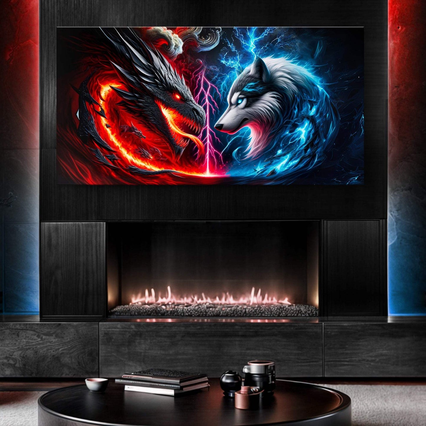 3D Dragon and Wolf Wall Art VI - Tailored Canvases - Flyclothing LLC