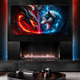 3D Dragon and Wolf Wall Art VI - Tailored Canvases - Flyclothing LLC