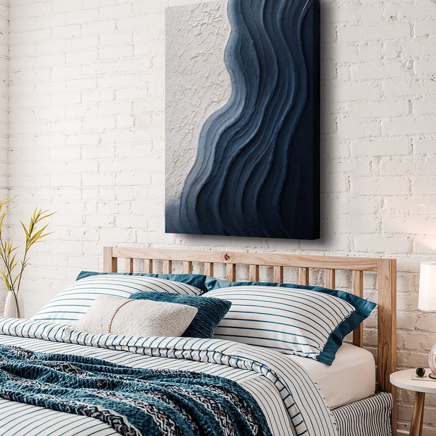 Abstract Minimalist Wave Impasto Wall Art - Tailored Canvases - Flyclothing LLC