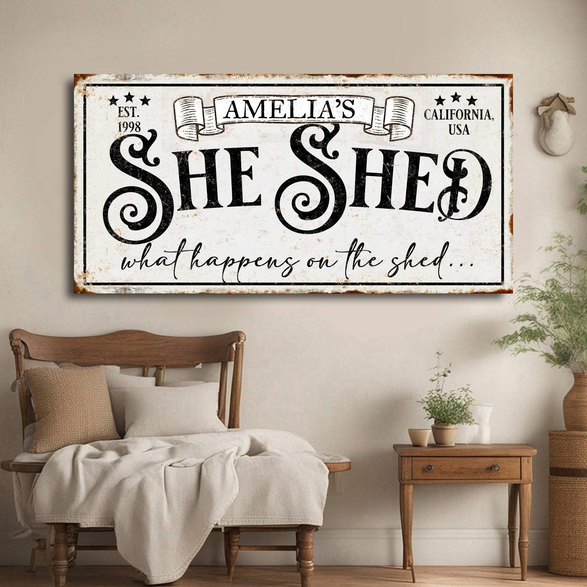 Personalized She Shed Sign IV - Tailored Canvases - Flyclothing LLC