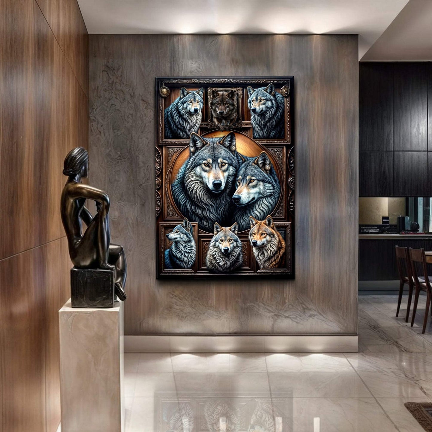 3D Wolf Collage Wall Art III - Tailored Canvases - Flyclothing LLC
