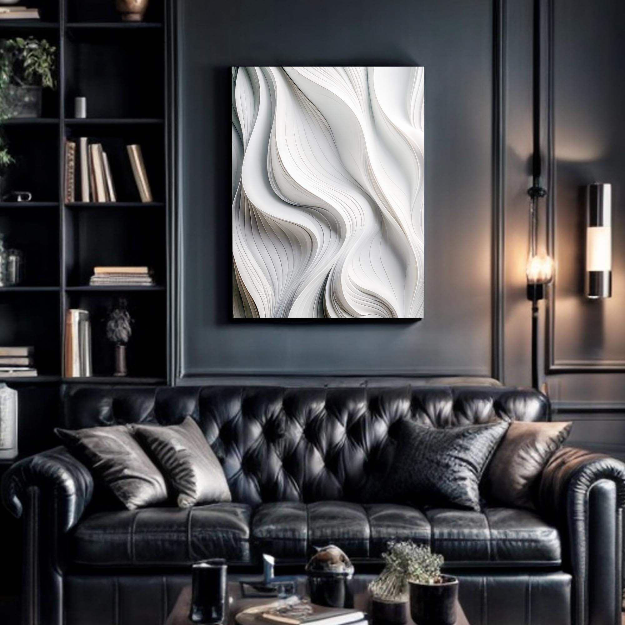 Modern Monochrome Waves Abstract Wall Art - Tailored Canvases - Flyclothing LLC