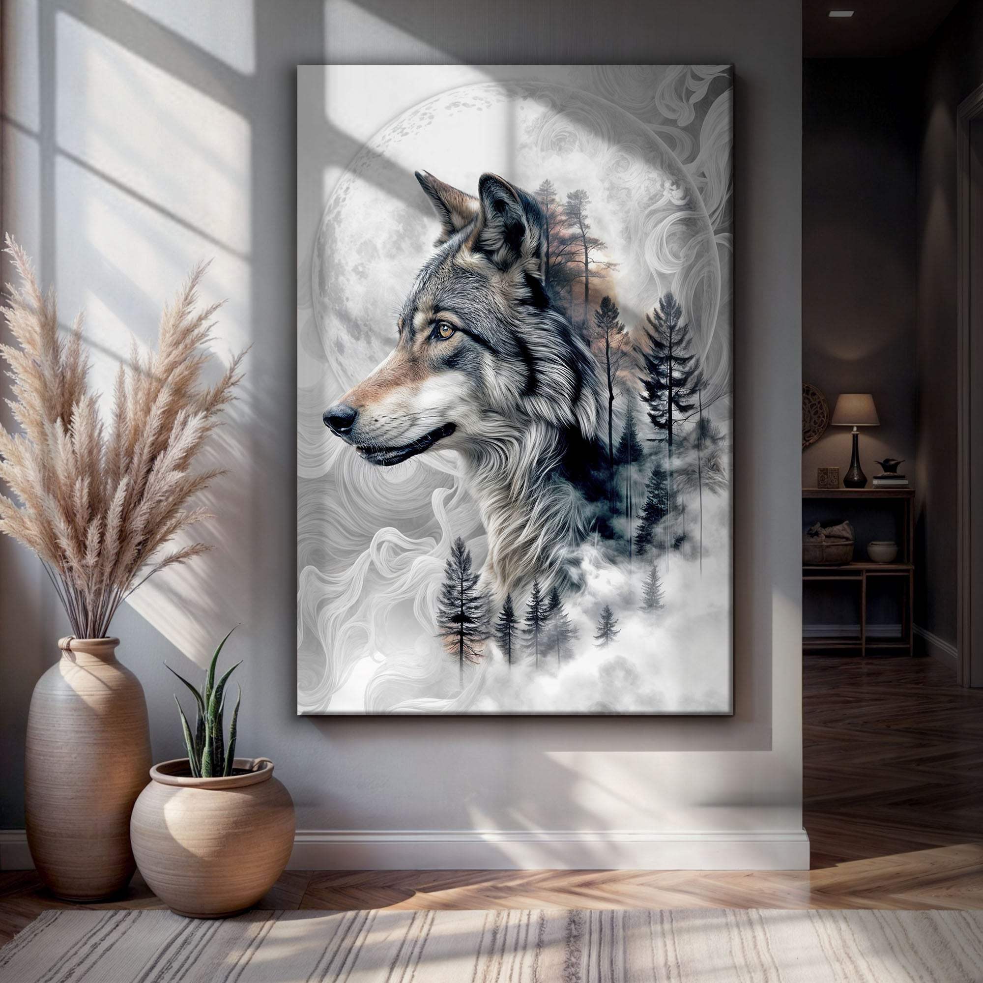 Wolf Double Exposure Wall Art - Tailored Canvases - Flyclothing LLC