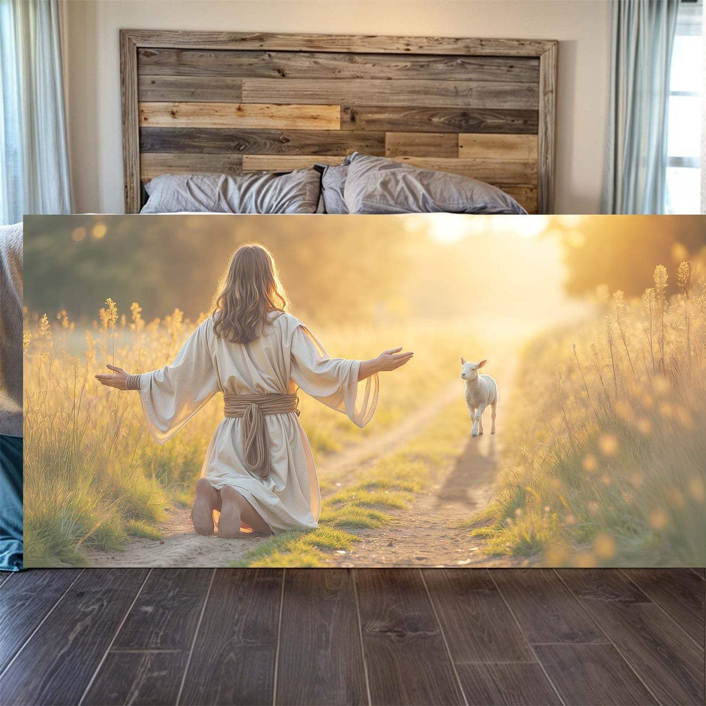Jesus Protects The Lamb From Wolves Faith Wall Art IX - Tailored Canvases - Flyclothing LLC