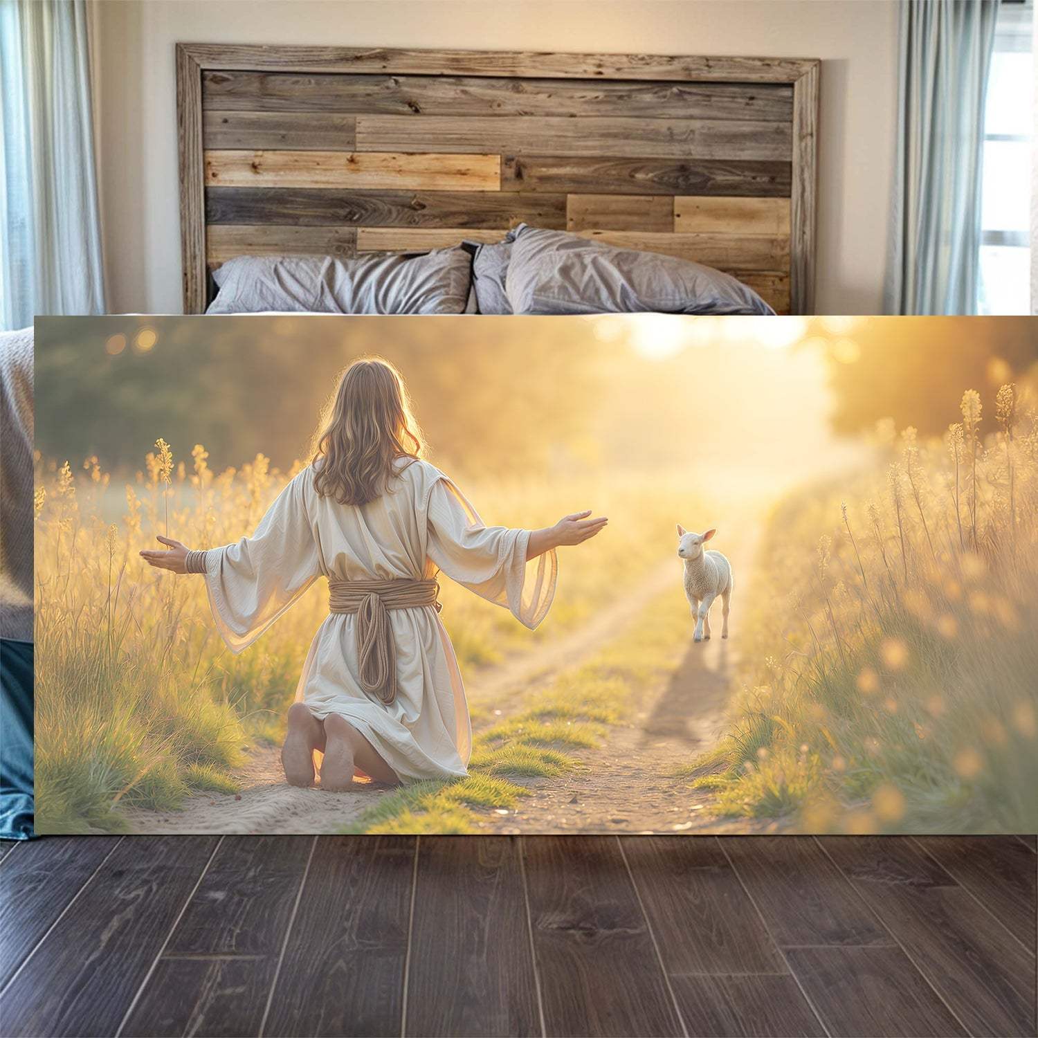 Jesus Protects The Lamb From Wolves Faith Wall Art IX - Tailored Canvases - Flyclothing LLC