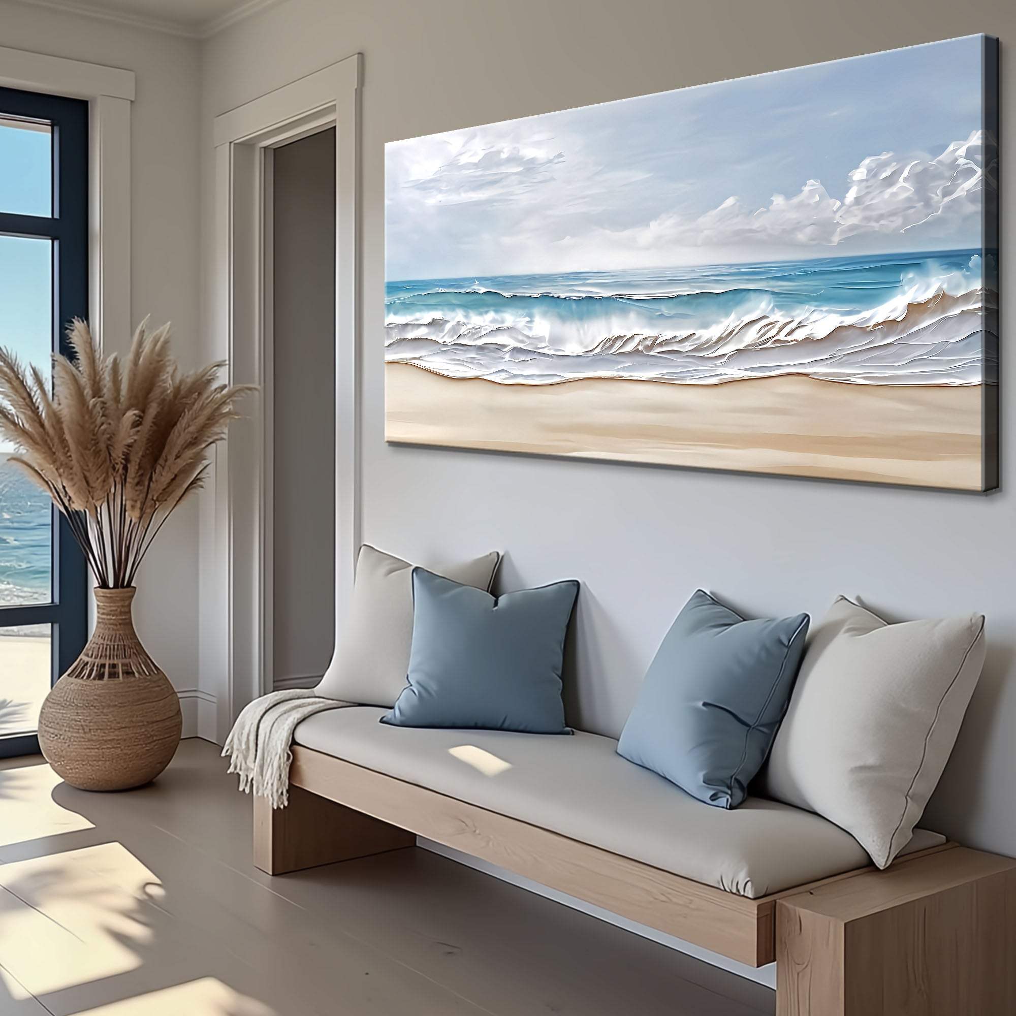 Serene Ocean Wave Coastal Wall Art VII - Tailored Canvases - Flyclothing LLC