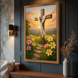 Cross and Flowers Faith Wall Art II - Tailored Canvases - Flyclothing LLC
