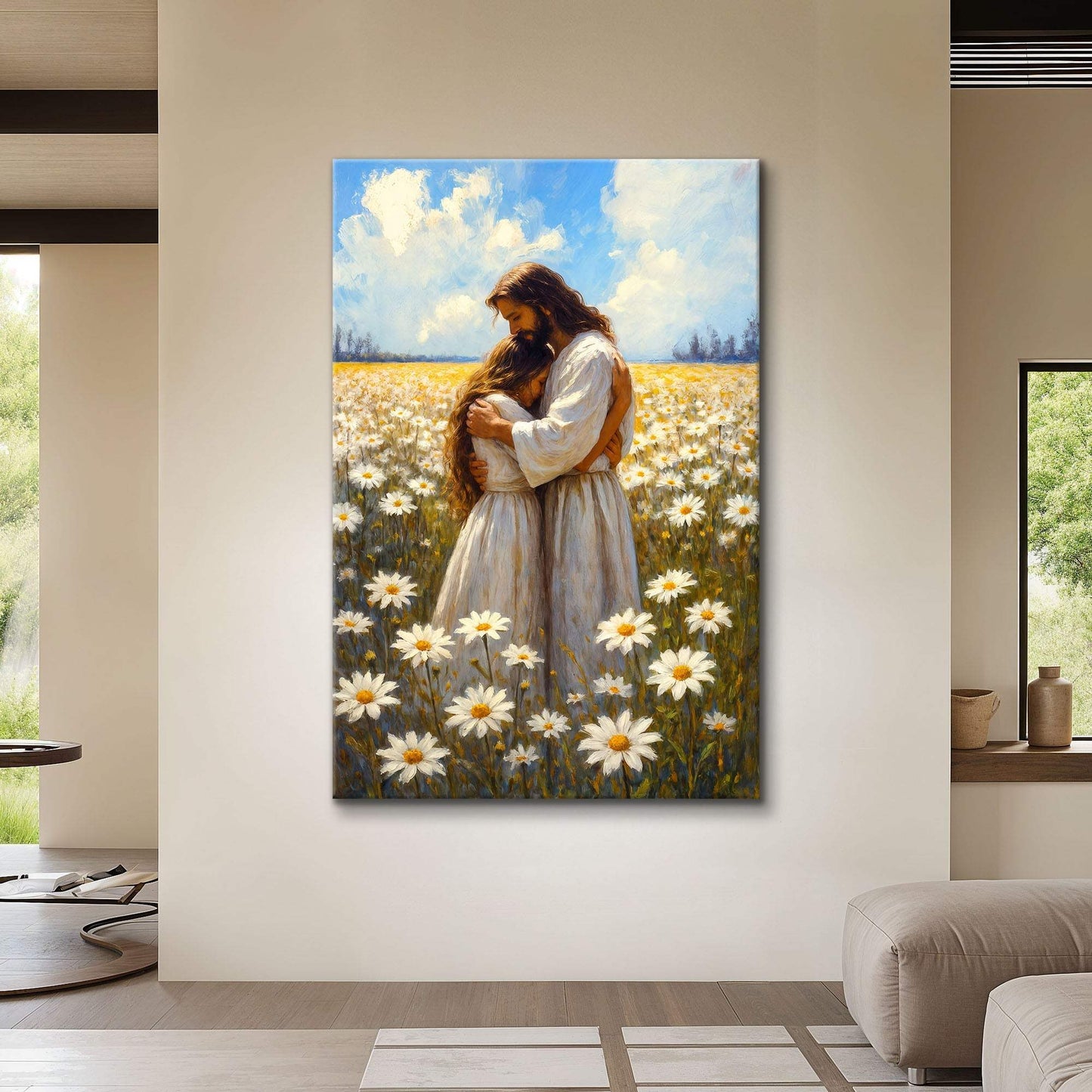 Jesus Hugging Woman Faith Wall Art II - Tailored Canvases - Flyclothing LLC