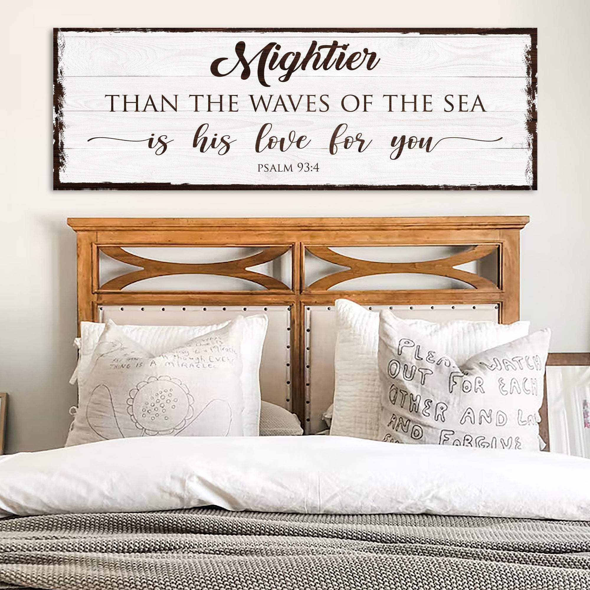 Mightier Than the Waves of the Sea Psalm 93:4 Faith Sign - Tailored Canvases - Flyclothing LLC