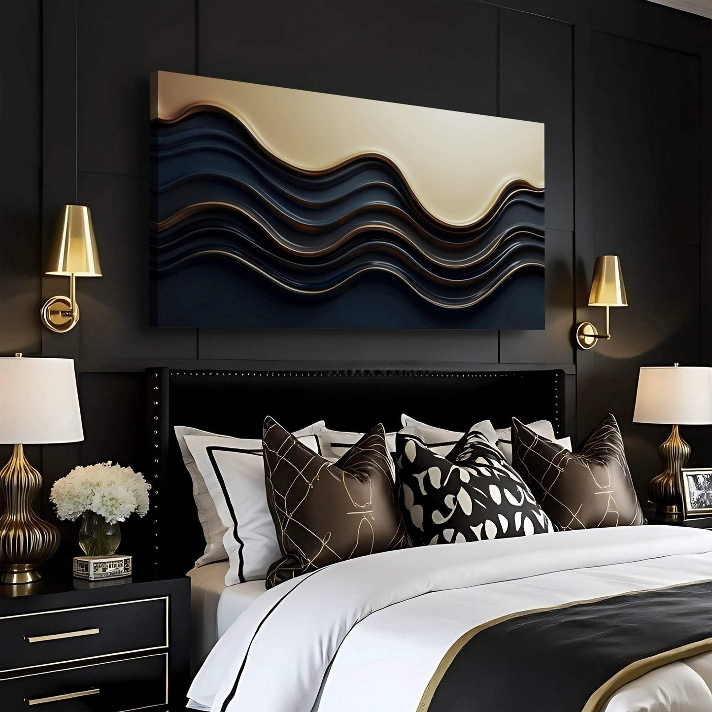 Black and Gold Minimalist Abstract Wall Art III - Tailored Canvases - Flyclothing LLC