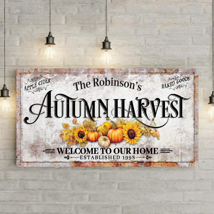 Family Autumn Harvest Thanksgiving Sign II - Tailored Canvases - Flyclothing LLC