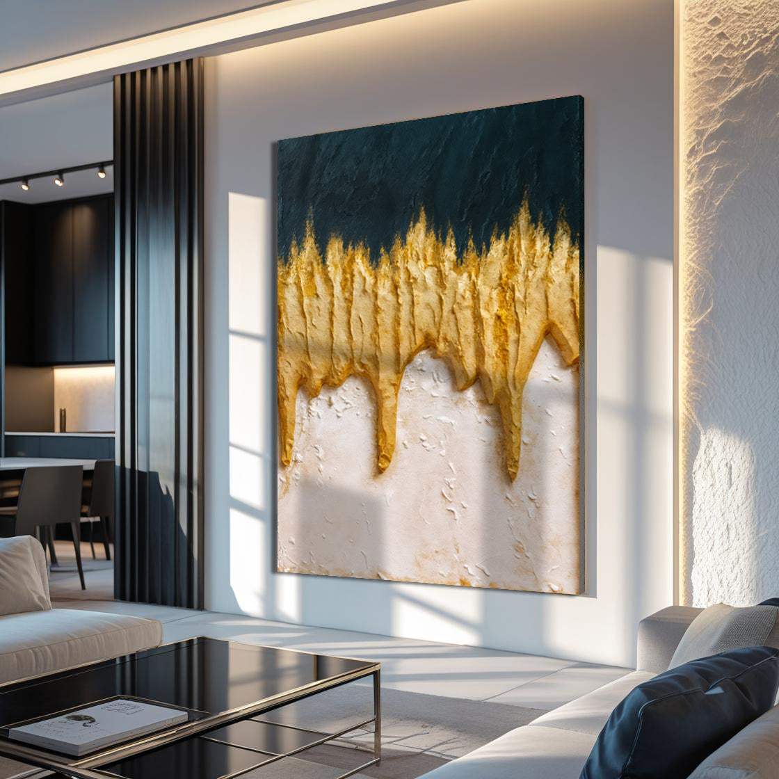 Abstract Blue And Gold Wall Art - Tailored Canvases - Flyclothing LLC