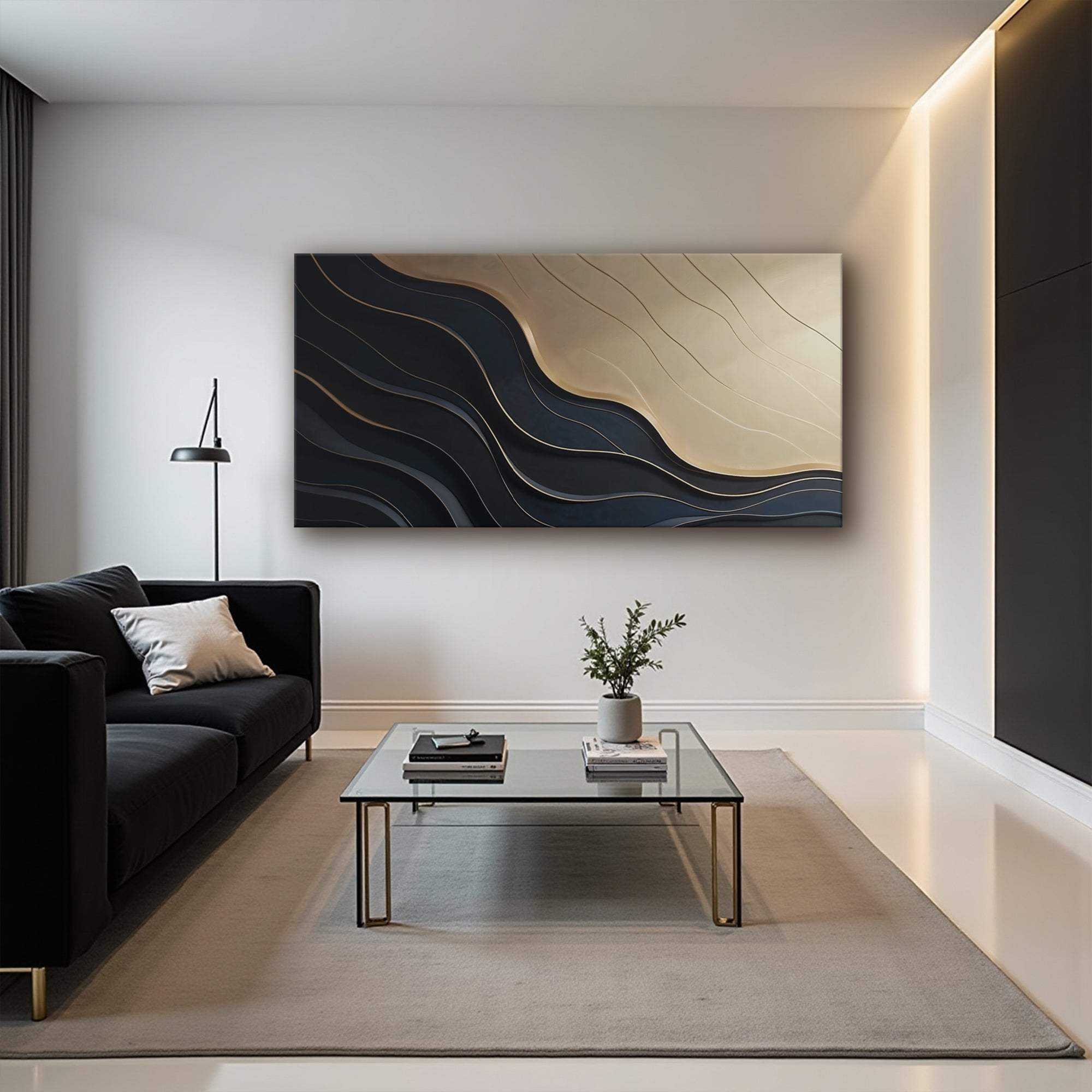 Black And Gold Minimalist Abstract VII - Tailored Canvases - Flyclothing LLC