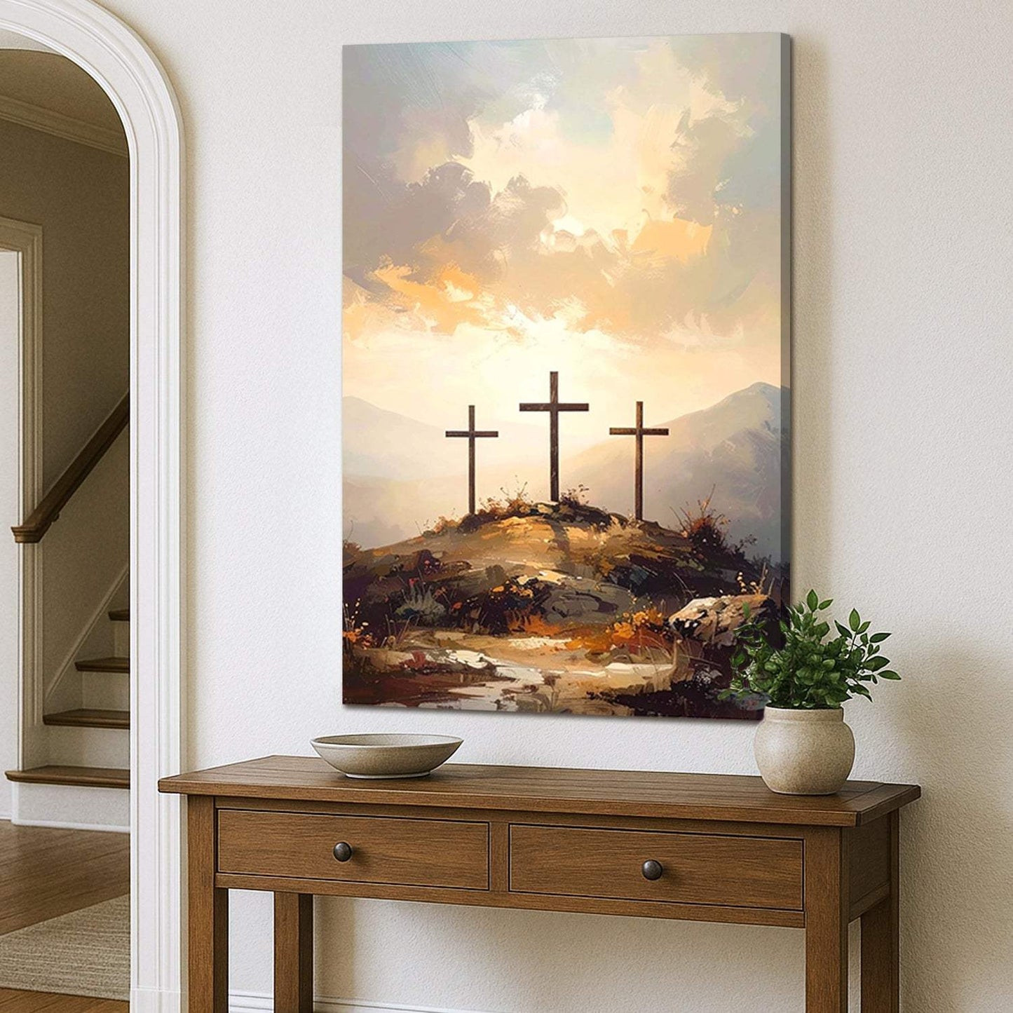 Three Crosses on Calvary Faith Wall Art - Tailored Canvases - Flyclothing LLC