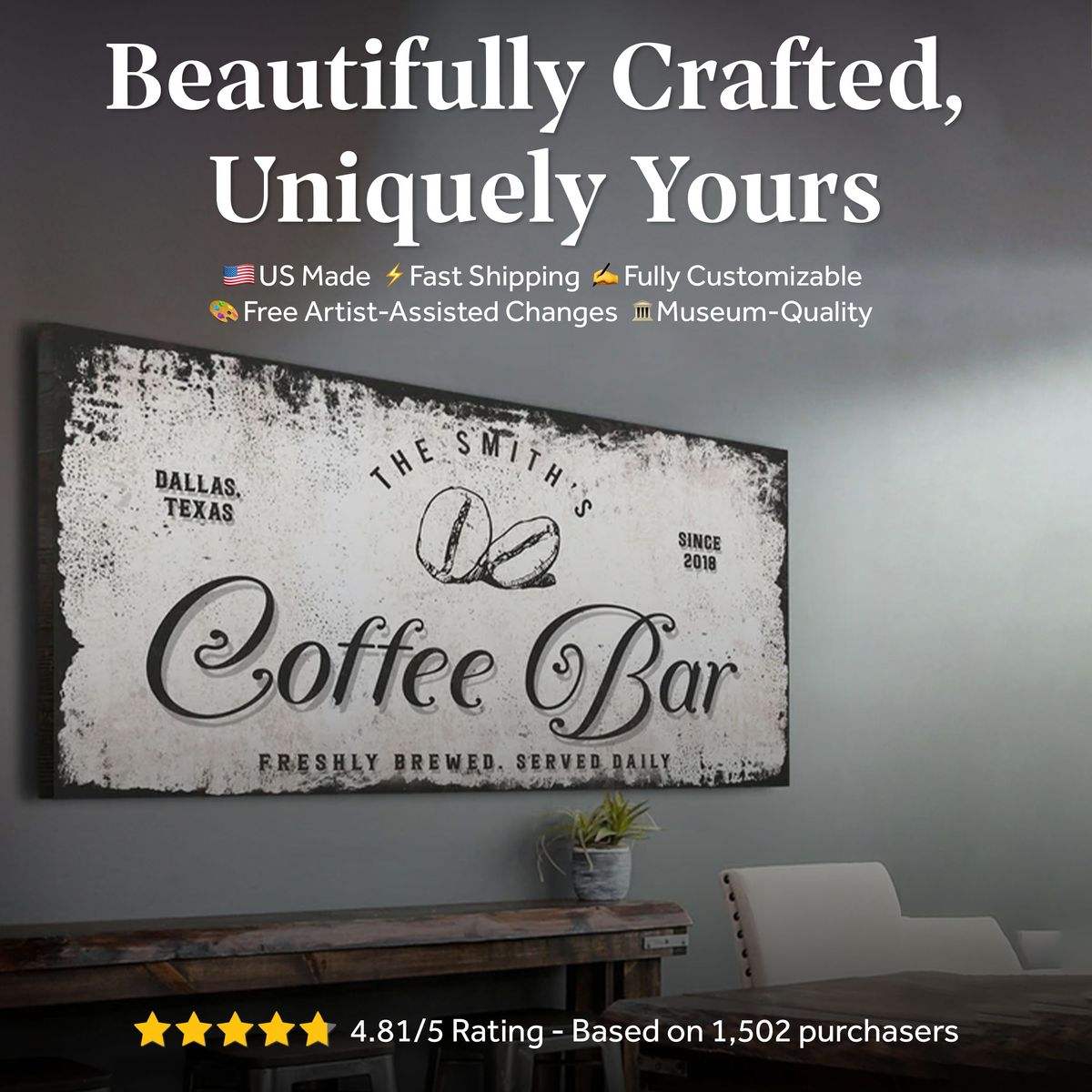 Coffee Bar Sign - Tailored Canvases - Flyclothing LLC