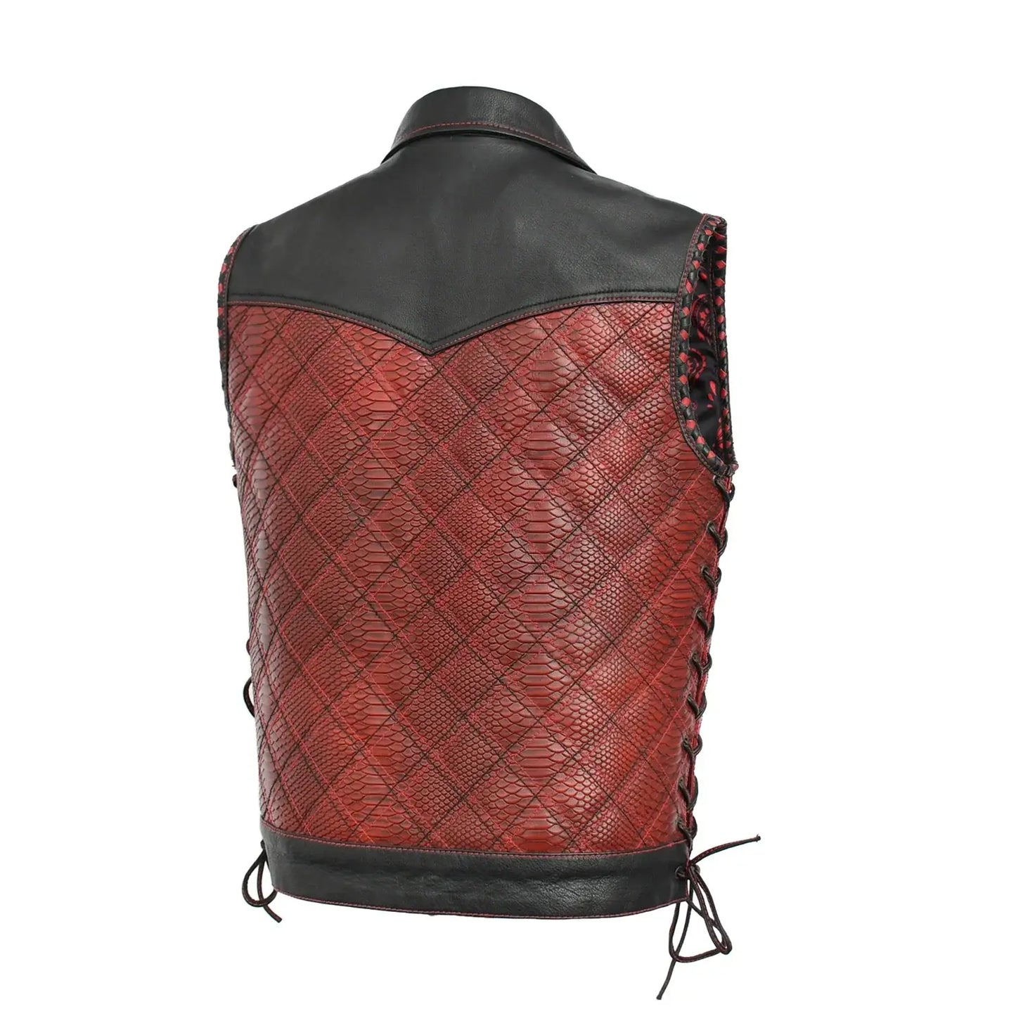 Kingsnake Men’s Motorcycle Leather Vest - First Manufacturing Company - Flyclothing LLC