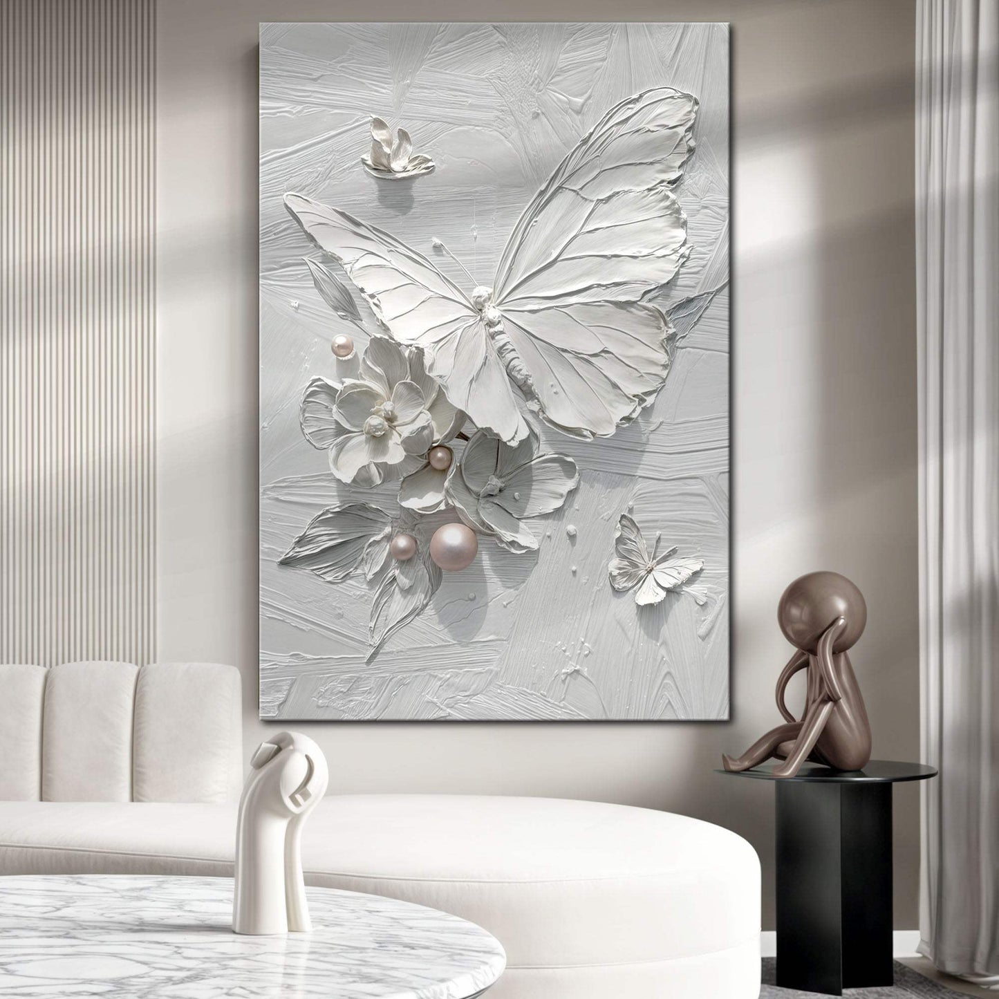 White Butterfly Wall Art - Tailored Canvases - Flyclothing LLC
