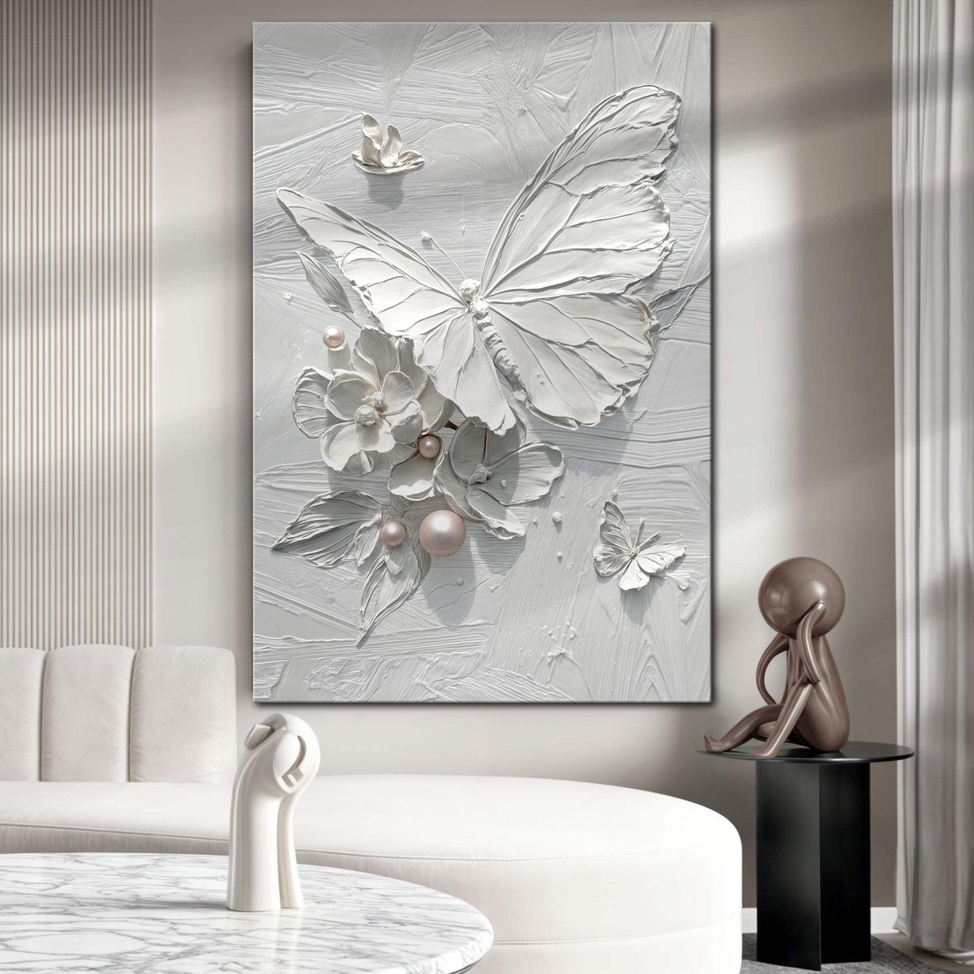 White Butterfly Wall Art - Tailored Canvases - Flyclothing LLC