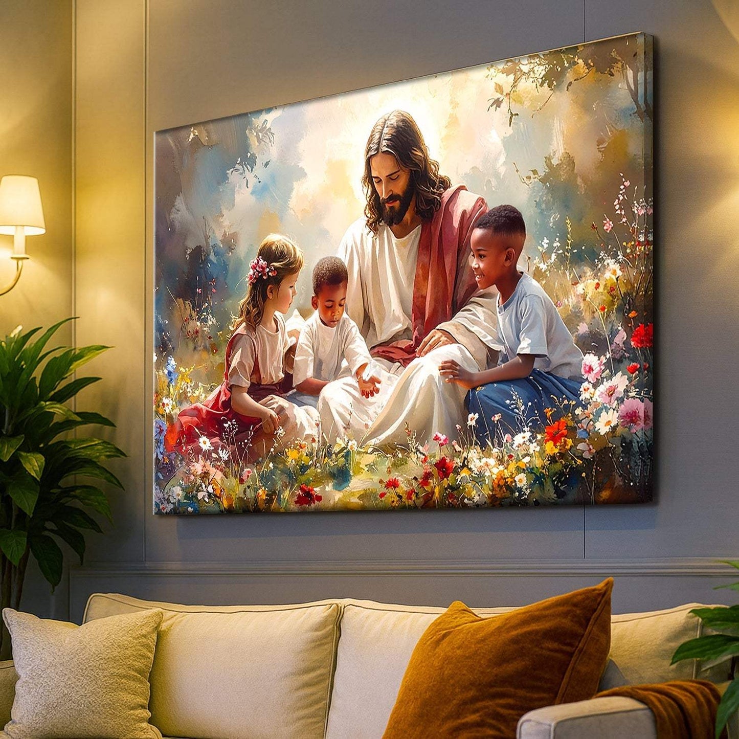 Jesus With Children Faith Wall Art VII - Tailored Canvases - Flyclothing LLC