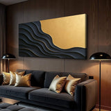 Black And Gold Minimalist Abstract XII - Tailored Canvases - Flyclothing LLC