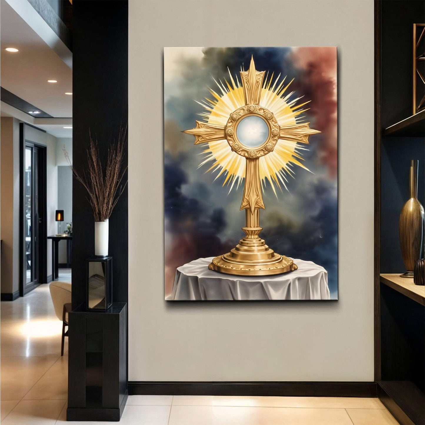 Holy Eucharist in Monstrance Faith Wall Art - Tailored Canvases - Flyclothing LLC