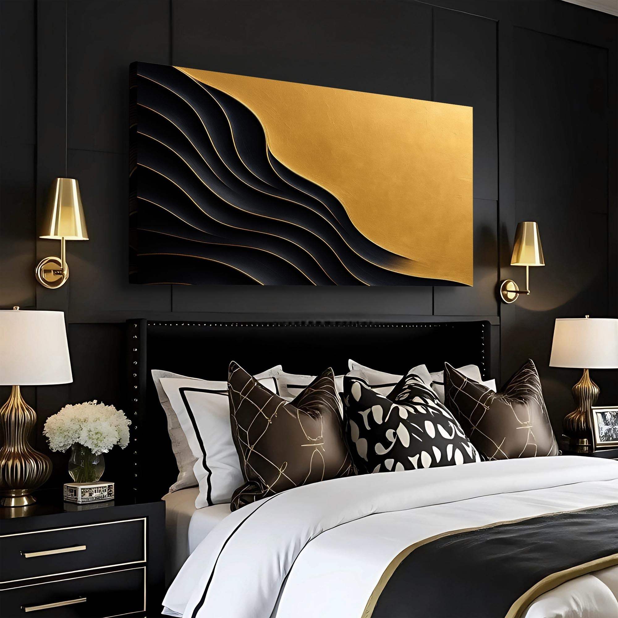 Black And Gold Minimalist Abstract XI - Tailored Canvases - Flyclothing LLC