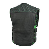 Tactical Emerald Men’s Motorcycle Leather Vest - First Manufacturing Company - Flyclothing LLC