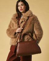 Cecilia (brown) - Italian calf leather women's handbag (with shoulder strap) - Leather Gloves Online - Flyclothing LLC