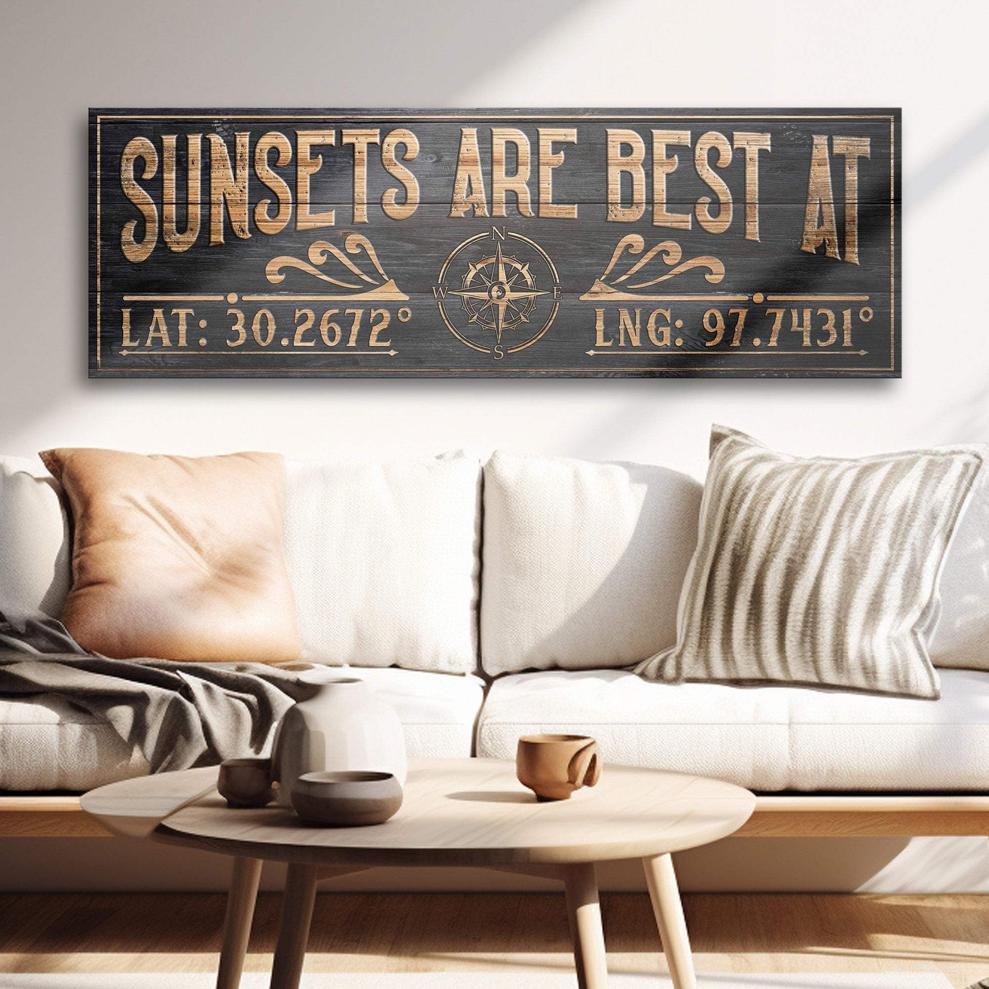 Sunsets Are Best At Coordinates Sign II - Tailored Canvases - Flyclothing LLC