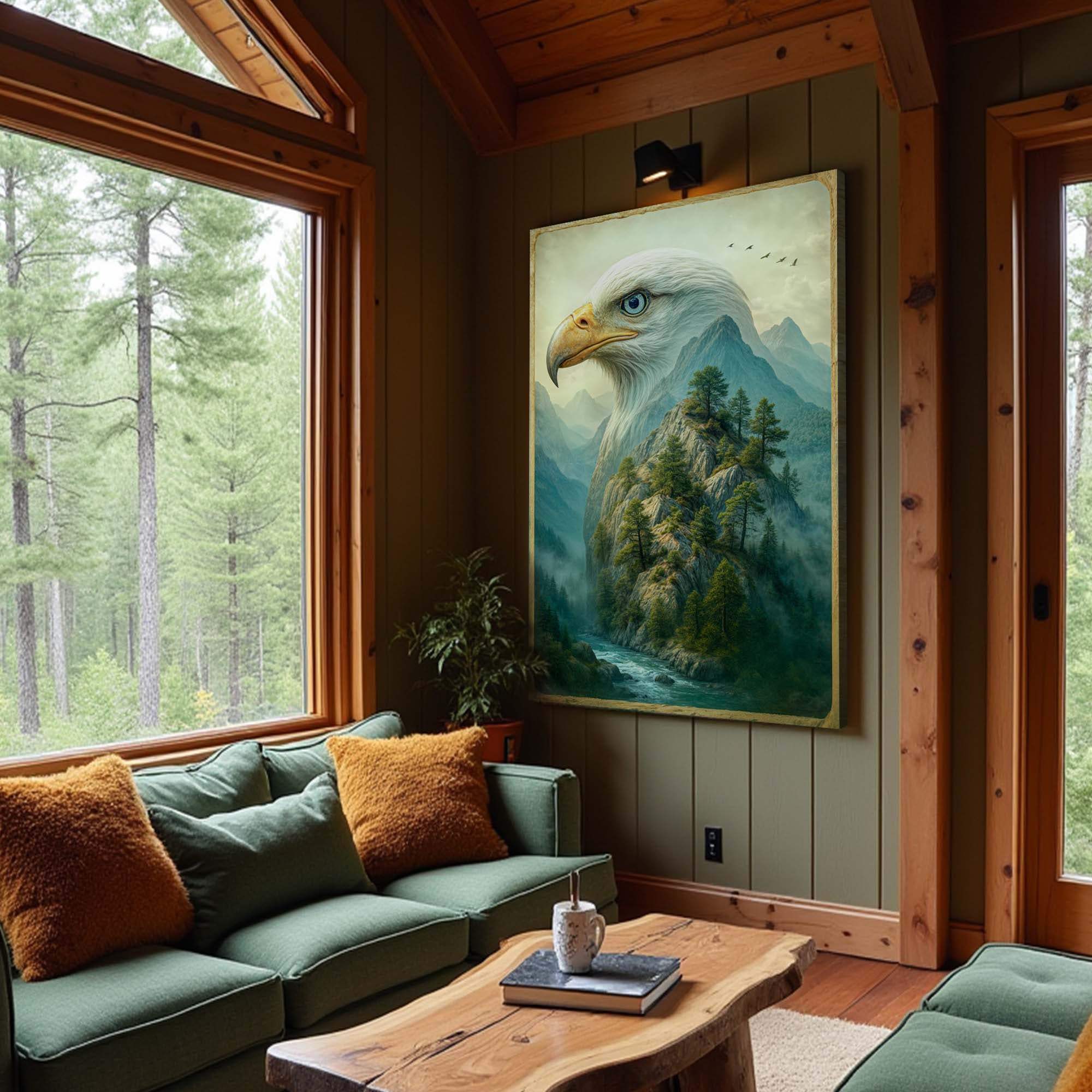 Eagle Over The Canyon Double Exposure Wall Art - Tailored Canvases - Flyclothing LLC
