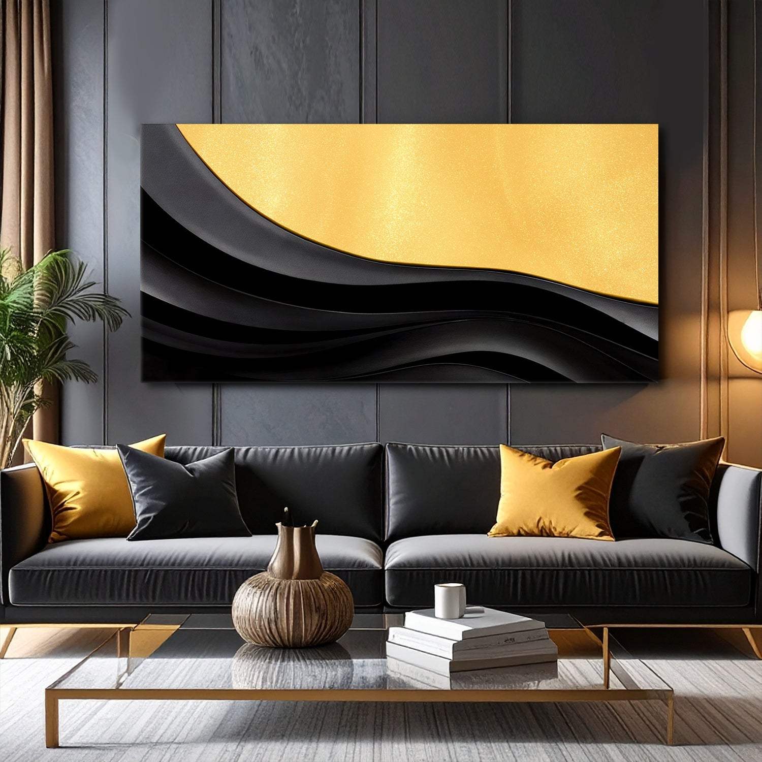 Black And Gold Minimalist Abstract VIII - Tailored Canvases - Flyclothing LLC