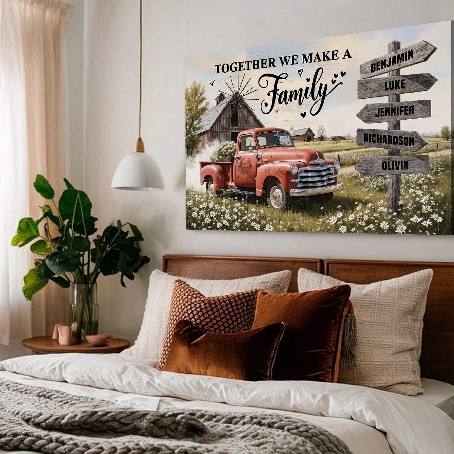 Personalized Family Farmhouse Old Truck Wall Art - Tailored Canvases - Flyclothing LLC