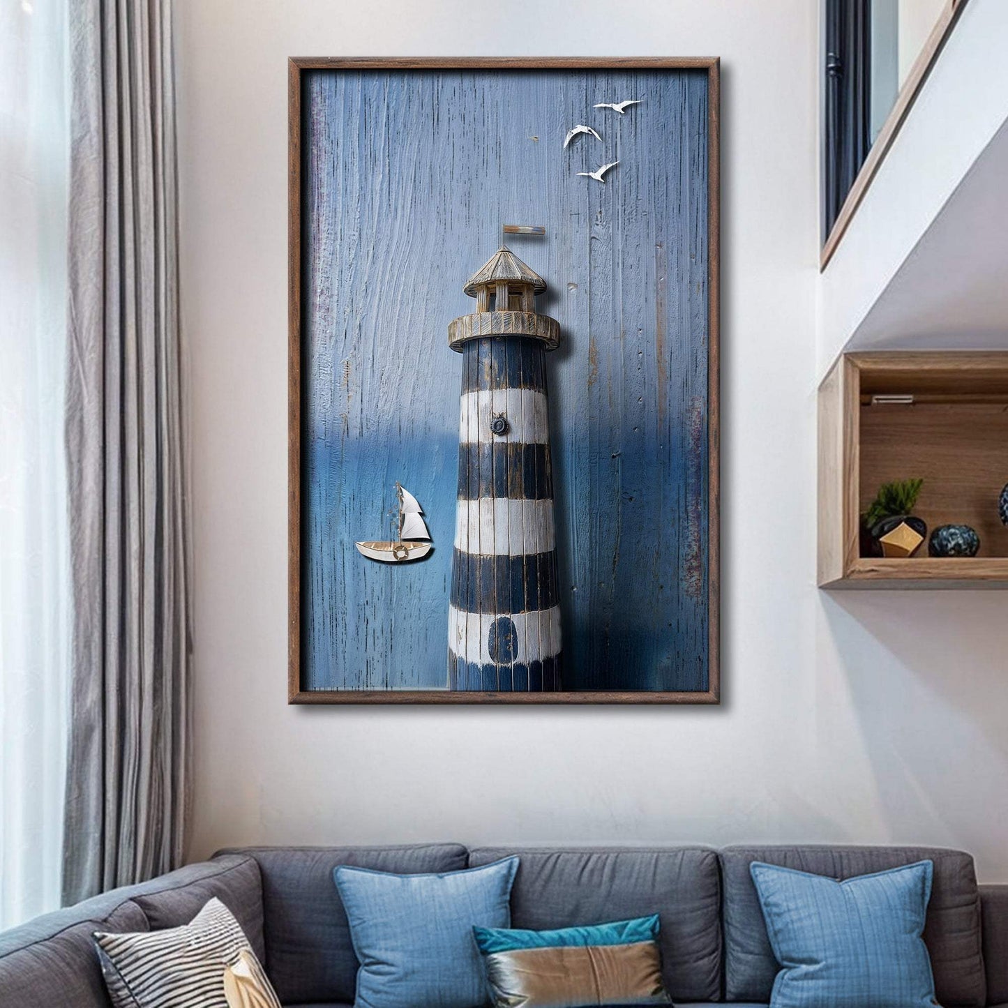 Wooden Lighthouse Coastal Wall Art III - Tailored Canvases - Flyclothing LLC